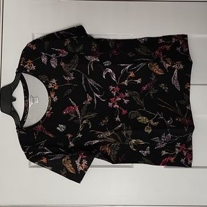 NWT. Christopher & Banks. Black print short sleeve Top. XL